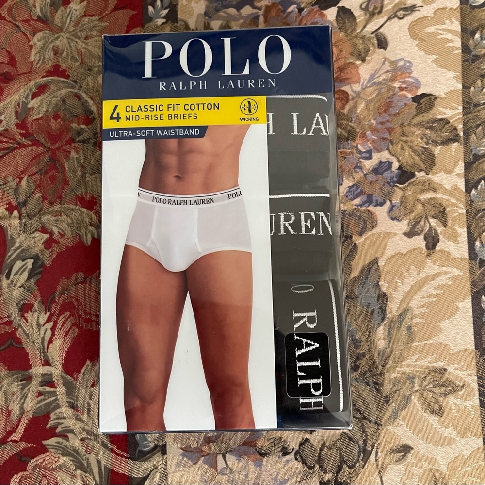 Polo Ralph Lauren Classic Fit Briefs (4) - Black.  Mens: Small 28-30".